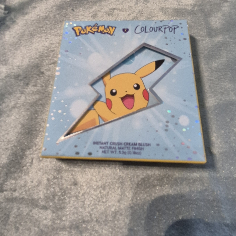 ColourPop Pikachu Instant Crush Cream Blush - Light Blue Holographic Case